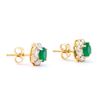 Image 2 : Plated 18KT Yellow Gold 1.52ctw Green Agate and Diamond Earrings
