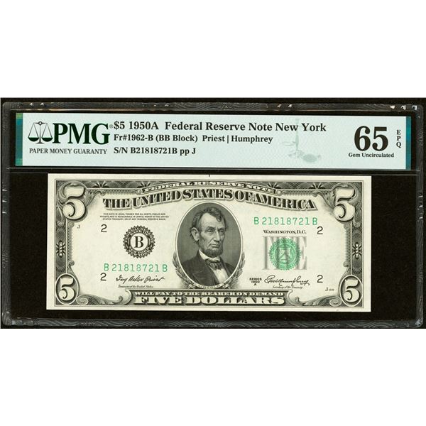 1950A $5 New York FRN PMG 65EPQ