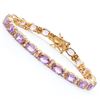 Image 1 : Plated 18KT Yellow Gold 13.25ctw Amethyst and Diamond Bracelet