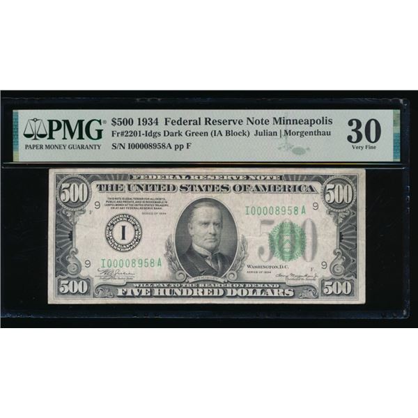 1934 $500 Minneapolis FRN PMG 30