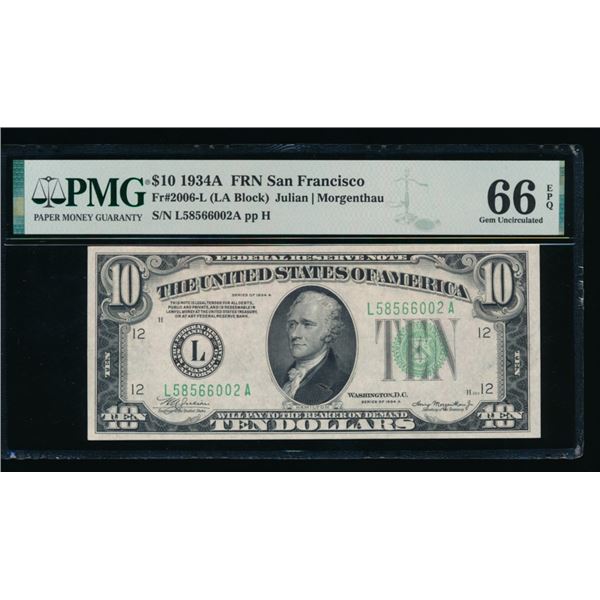 1934A $10 San Francisco FRN PMG 66EPQ