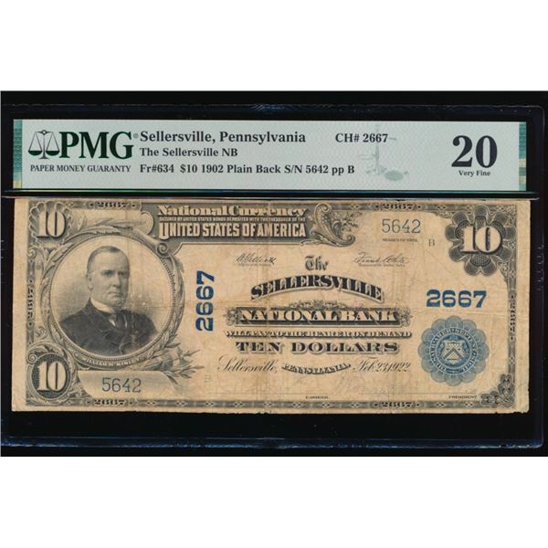 1902 $10 Sellersville PA National PMG 20
