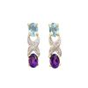 Image 1 : Plated 18KT Yellow Gold 1.72cts Amethyst Blue Topaz and Diamond Earrings