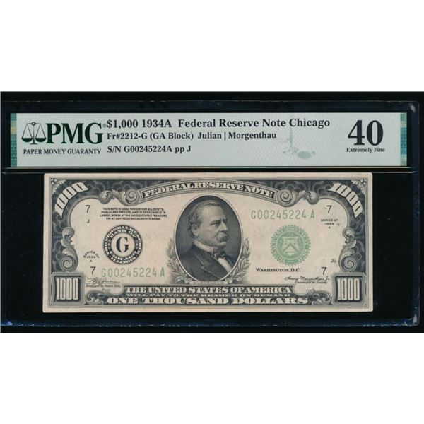 1934A $1000 Chicago FRN PMG 40