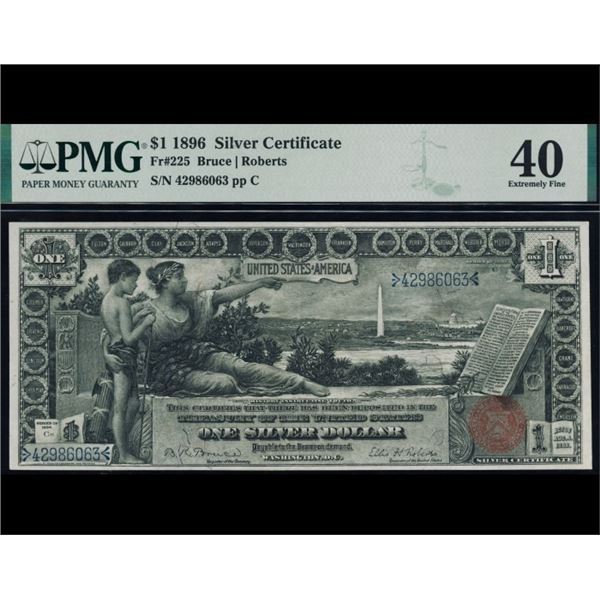 1896 $1 Educational Silver Certificate PMG 40