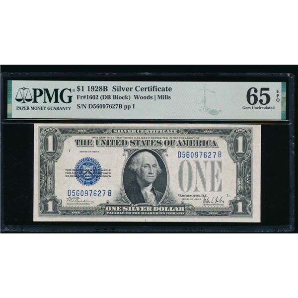 1928B $1 Silver Certificate PMG 65EPQ