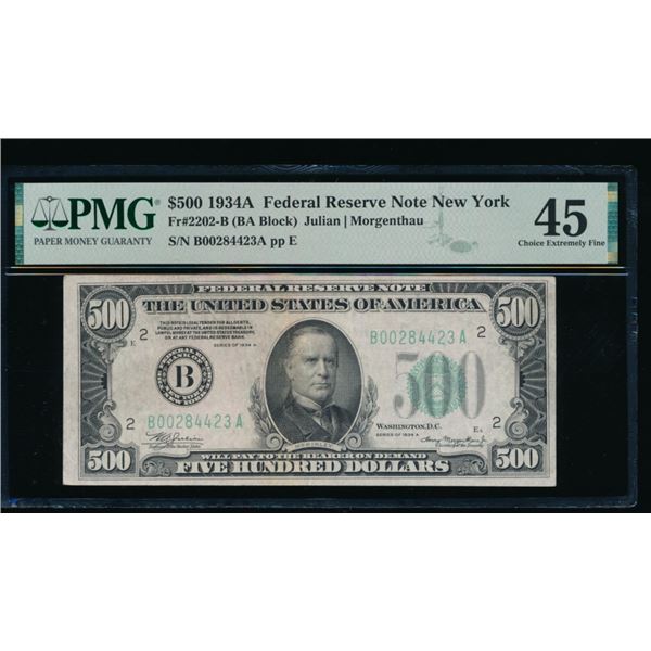 1934A $500 New York FRN PMG 45
