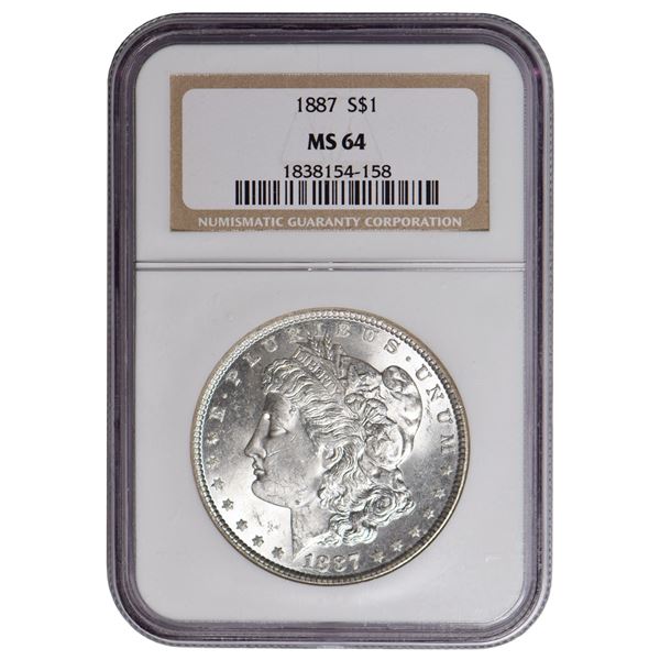 1887 $1 Morgan Silver Dollar NGC MS64
