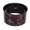 Image 1 : Hermes Wide Printed Enamel Black Plated Bangle