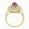 Image 8 : 14k Gold 1.67 ctw Cabochon Ruby & Dual Round Channel Diamond Platter Cocktail Ri