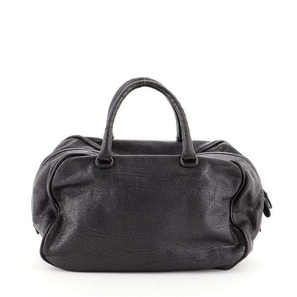 Bottega Veneta Bowler Bag Leather with Intrecciato Detail Medium Black, Metallic