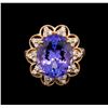 Image 2 : 14KT Rose Gold 8.58 ctw Tanzanite and Diamond Ring