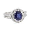 Image 1 : 2.27 ctw Sapphire and Diamond Ring - 18KT White Gold