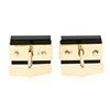 Image 2 : Modernist 14K Yellow Gold Rectangular Black Onyx Brushed Finish Swivel Cuff Link
