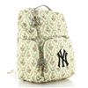 Image 1 : Gucci Green Neutral Printed Satin with Applique MLB Front Pocket Medium Backpack