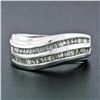 Image 2 : 14k White Gold 0.75 ctw Dual Row Channel Set Baguette Diamond Wavy Wave Band Rin