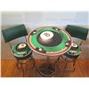 Image 2 : Round Metal Pedestal 8-Ball Bar Table 27" Dia. & Matching Upholstered Stools 43"H