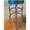 Image 5 : Round Metal Pedestal 8-Ball Bar Table 27" Dia. & Matching Upholstered Stools 43"H