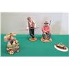 Image 1 : Qty 4 Billiard Figurines: Pinocchio Pool Game, 2 Players w/ Cue Sticks & Moose