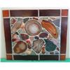 Image 1 : Stained Glass Artwork w/ Geodes 18"x15"