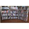 Image 1 : Qty 3 Rolling Metal Racks & Contents:  DVD's, CD's, Sets, etc