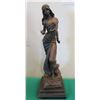 Image 1 : European Bronze Stamped Female Statue Etched A.Miyval  5"D x 17"H