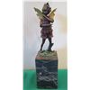 Image 1 : European Bronze Stamped Winged Fairy Statue on Stone Base 12"H
