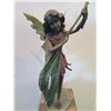 Image 2 : European Bronze Stamped Winged Fairy Statue Signed "Milo" on Stone Base 13"H