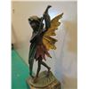 Image 4 : European Bronze Stamped Winged Fairy Statue Signed "Milo" on Stone Base 13"H