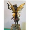 Image 5 : European Bronze Stamped Winged Fairy Statue Signed "Milo" on Stone Base 13"H