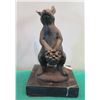 Image 1 : European Bronze Stamped Rabbit Statue Signed "Milo" on Stone Base 5.5"H