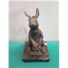 Image 2 : European Bronze Stamped Rabbit Statue Signed "Milo" on Stone Base 5.5"H
