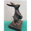 Image 3 : European Bronze Stamped Rabbit Statue Signed "Milo" on Stone Base 5.5"H