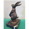 Image 4 : European Bronze Stamped Rabbit Statue Signed "Milo" on Stone Base 5.5"H