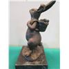 Image 3 : European Bronze Stamped Rabbit Statue Signed "Milo" on Stone Base 5.5"H