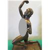 Image 2 : Qty 2 European Bronze Stamped Male & Nude Female Athlete Statues  10"H