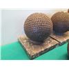 Image 8 : Qty 7 Petanque Boules: 2 on Stone Base, 2 Connected w/ Strap, 1 on Display Base, etc