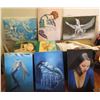 Image 1 : Qty 9 Unframed Artwork Nude Ladies, Mermaids & Horse Themed Misc Size