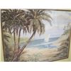 Image 2 : Framed & Matted Palm, Ocean w/ Sailboat Scene Art Signed "P. Brent" 39"x33"