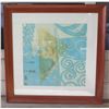 Image 1 : Framed & Matted Abstract Sailing Artwork Signed by Artist 31"x31"