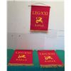Image 1 : Qty 3 LEG-XXI Rapax Red Fringed Wall Hangings 20"x26"
