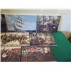 Image 3 : Qty 9 Unframed Artwork: Clipper Ships, Military Battles, etc Misc Sizes