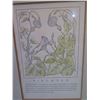 Image 7 : Qty 4 Framed & Matted Artwork: Garlic, Sage, Bindweed & Parsley