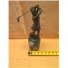 Image 7 : European Bronze Stamped Female Golfer Statue on Stone Base Signed "Milo" 12"H