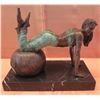 Image 1 : European Bronze Stamped Female Statue on Stone Base Signed "Aldo Vitaleh"  10"x8"H