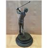 Image 6 : European Bronze Stamped Male Golfer Statue on Round Base Signed "Milo" 12"H