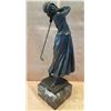Image 1 : European Bronze Stamped Female Golfer Statue Signed "D.H.Chiparus" 18"H