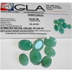 $5.3k Emerald Gemstone Parcel- A large parcel of 48.42 tcw emerald gemstones