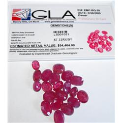 $54k Ruby Gemstone Parcel- 57.33 tcw. GLA LABS- GG GIA