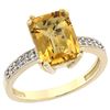 3.70 CTW Quartz & Diamond Ring 14K Yellow Gold - REF-38H9M